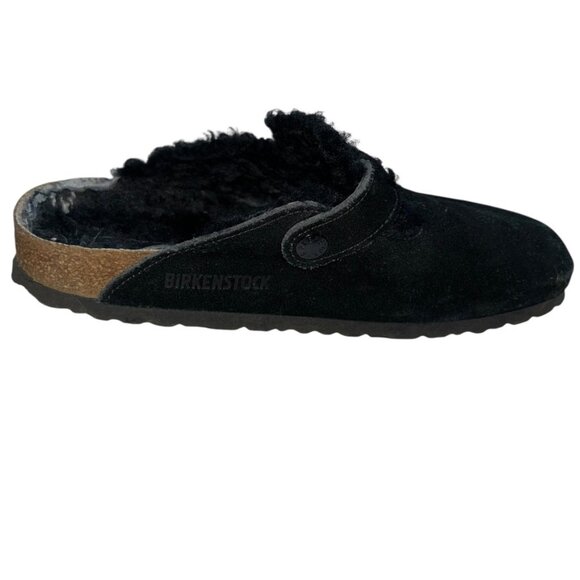 Birkenstock black boston nubuck suede shearling fur shoes 38 8 - Picture 5 of 6